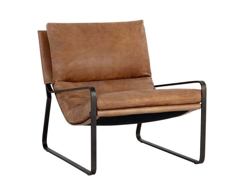 Zancor Gunmetal - Tan Leather Lounge Chair