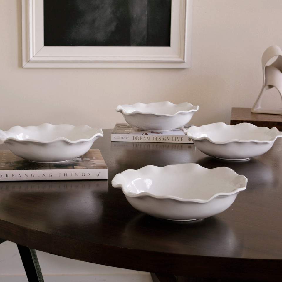 Vida Havana Medium Pasta Bowl (White) - Bowl Detail | Bone & Brass