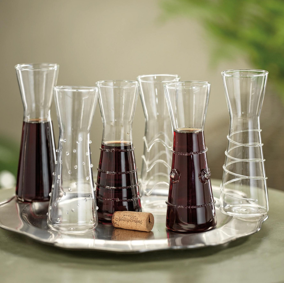 Zain Assorted Glass Carafe Set 6 - Carafe Top View | Bone & Brass