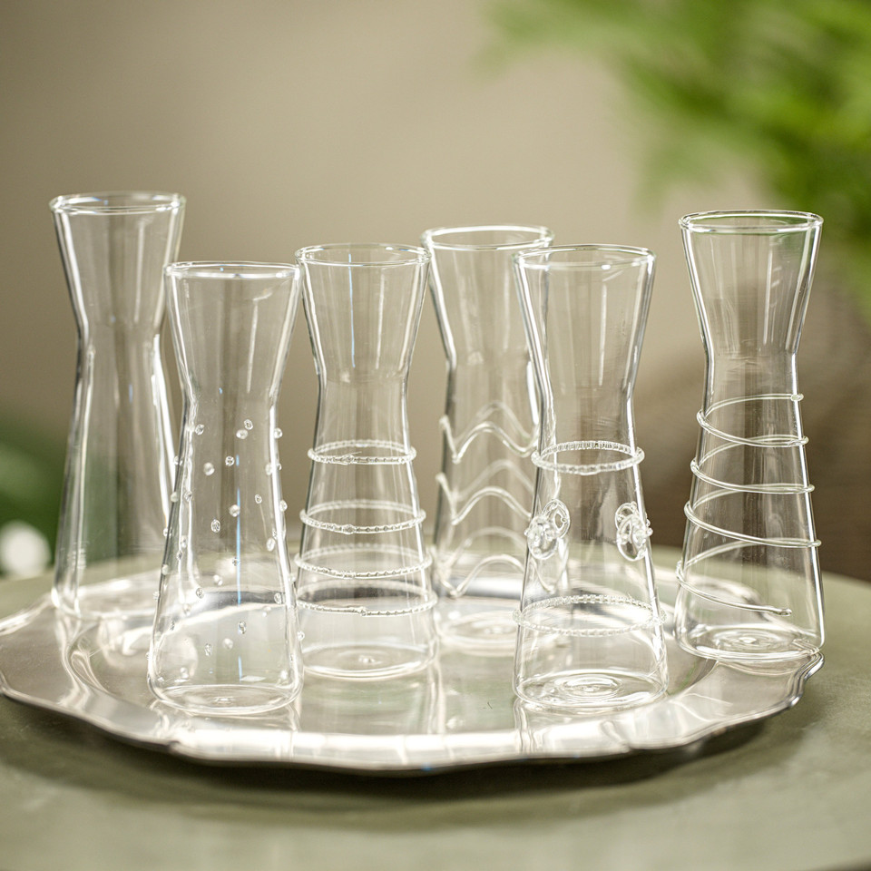 Zain Assorted Glass Carafe Set 6 - Carafe Side View | Bone & Brass