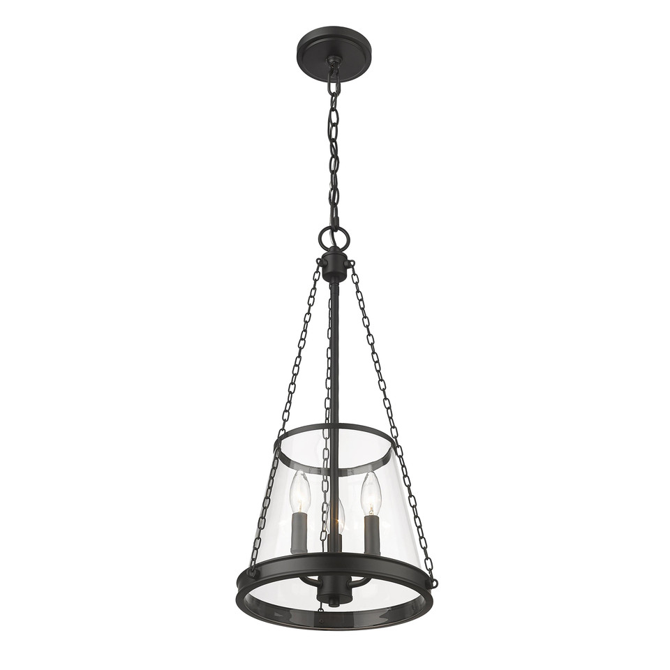 Matte Black Clear Glass Lantern Pendant, view 3