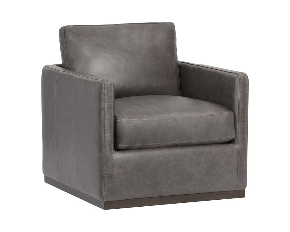 Portman Swivel Marseille Concrete Leather Lounge Chair