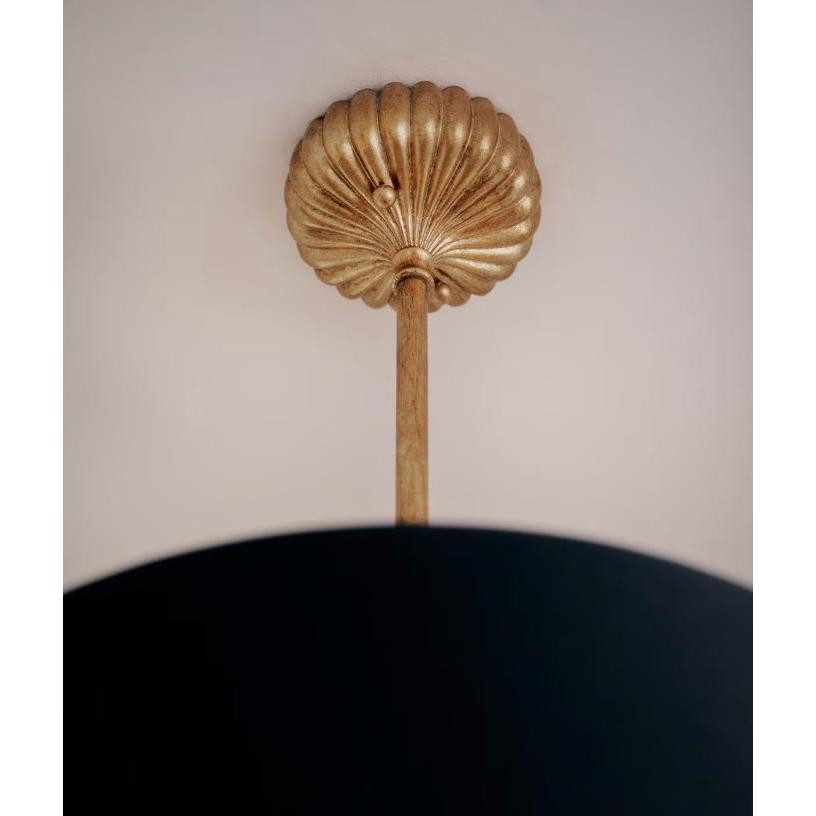 Clove Antique Gold Pendant Small - Black Shade - Pendant Installed | Bone & Brass