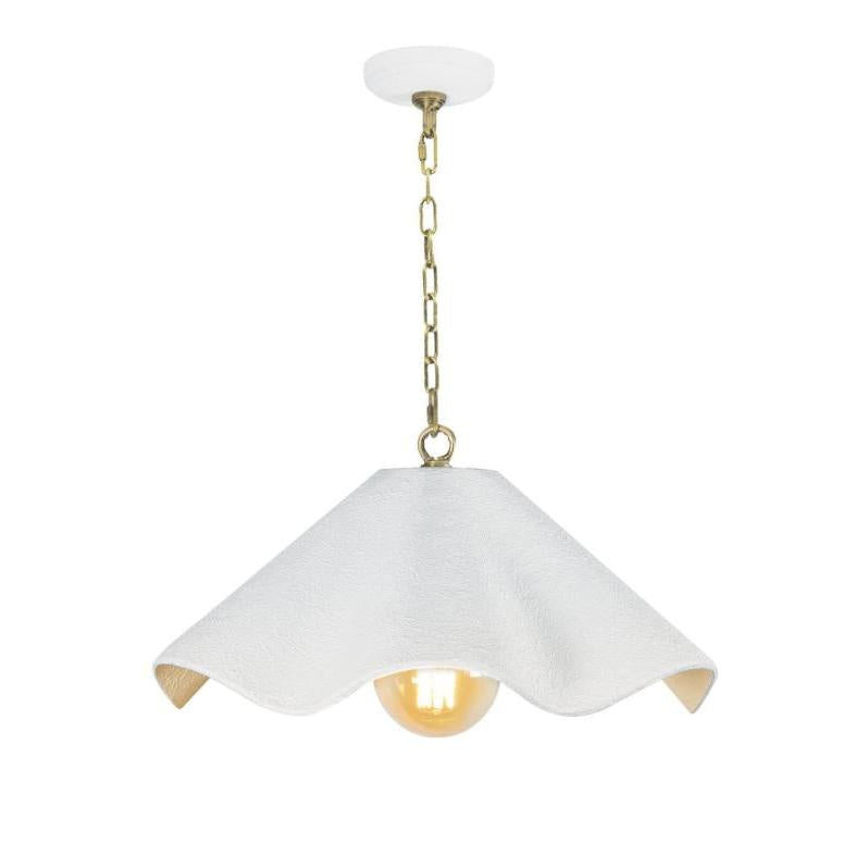 Marisol White Fluted Pendant Small | Bone & Brass
