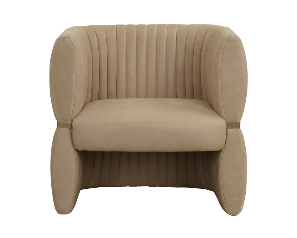 Tryor Sahara Sand Leather Lounge Chair