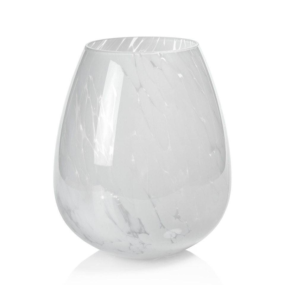 Laval White Confetti Glass Vase, Large | Bone & Brass