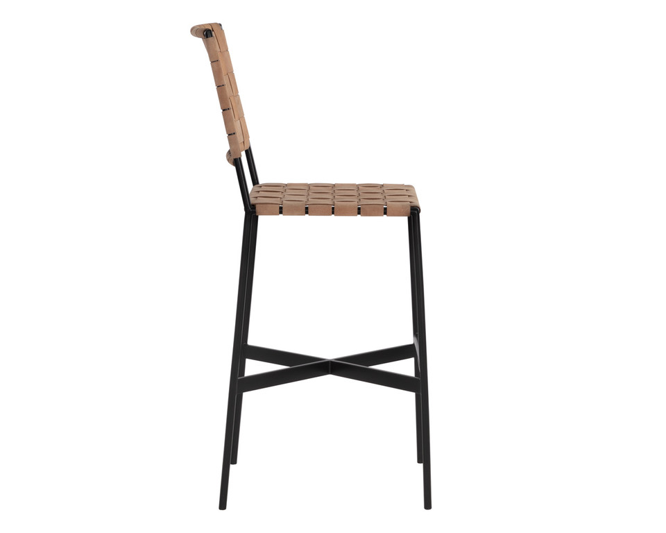 Omari Barstool Suede Light Tan Leather