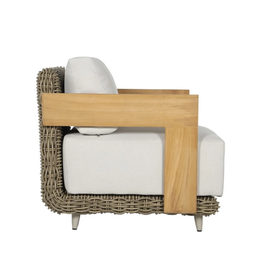 Potenza Taupe Wicker & Palazzo Cream Outdoor Lounge Chair, view 4