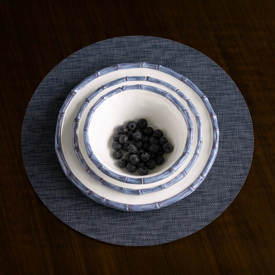 Vida Blue Bamboo & White Salad Plate Set of 4 - Plate View | Bone & Brass