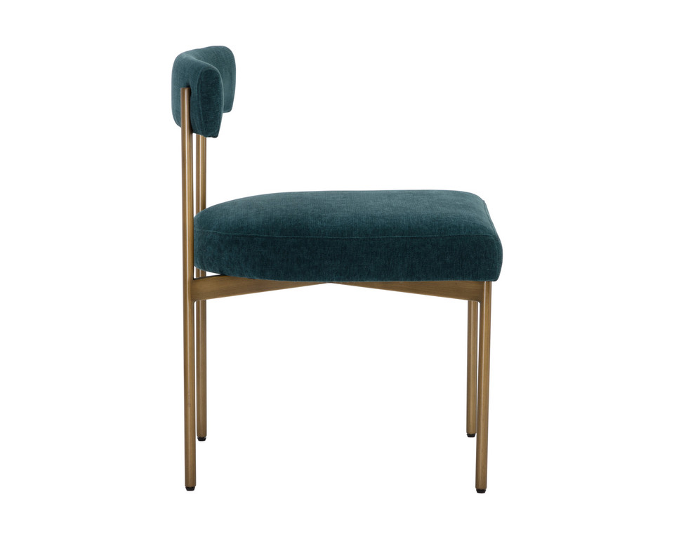 Seneca Antique Brass - Danny Teal Dining Chair