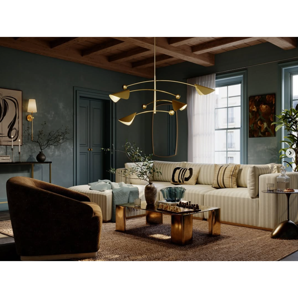 Occultation Natural Brass Chandelier, view 5