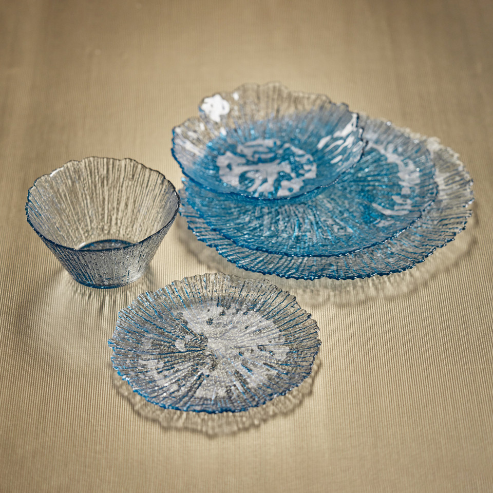 Icy Sapphire Glass Salad Plates, Set of 6 - Plate Detail | Bone & Brass
