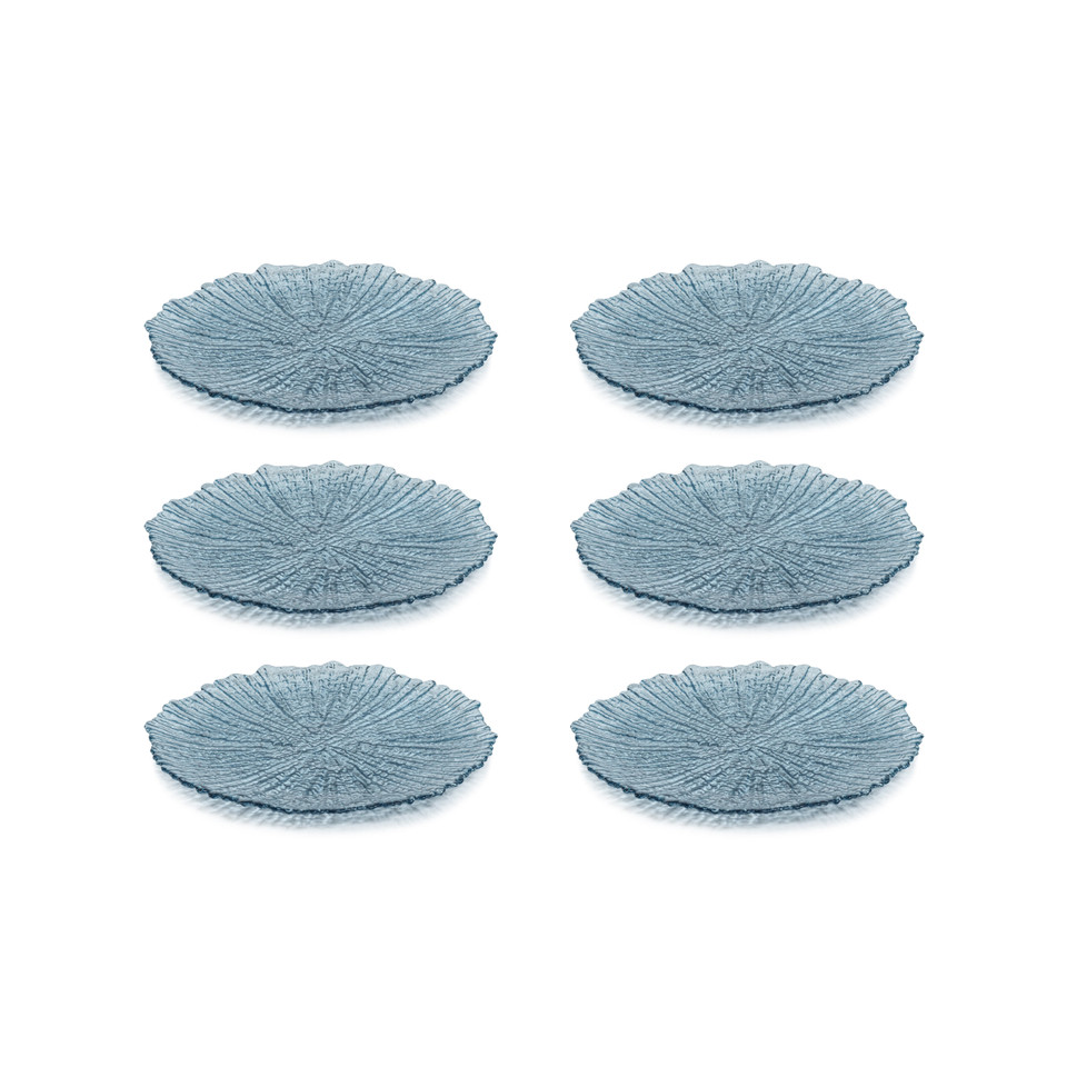 Icy Sapphire Glass Salad Plates, Set of 6 - Plate View | Bone & Brass