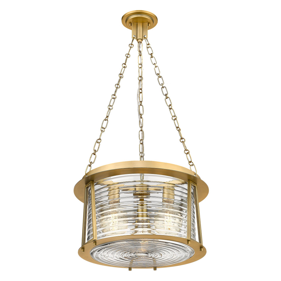 Rubbed Brass Cape Harbor Lighthouse Pendant, view 4