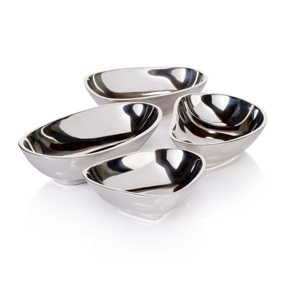 Charmin Assorted Nickel Condiment Bowls, Set 4 - Bowl Side View | Bone & Brass