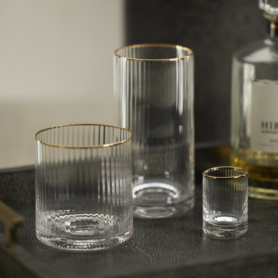 Radiant Rocks Glass Gold Rim, Set 6 - Glass Close Up | Bone & Brass