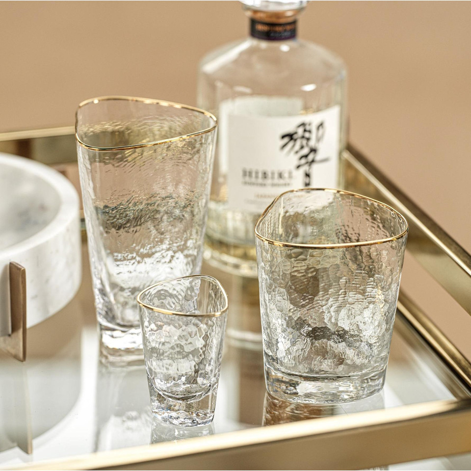 Kamarone Triangular Highball Glasses Gold Rim, Set 4 - Glass Detail | Bone & Brass