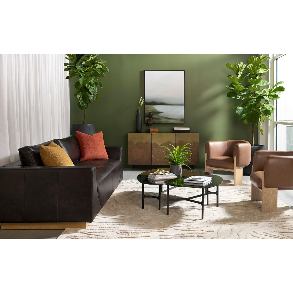 Trine Rustic Oak - Vintage Camel Leather Lounge Chair, view 4