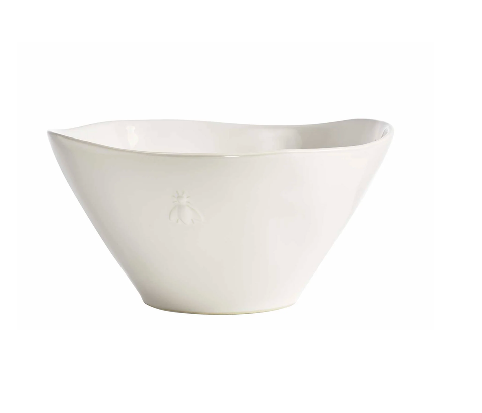 Bee Ceramic Serving Bowl, Ecru or French Blue, view 4