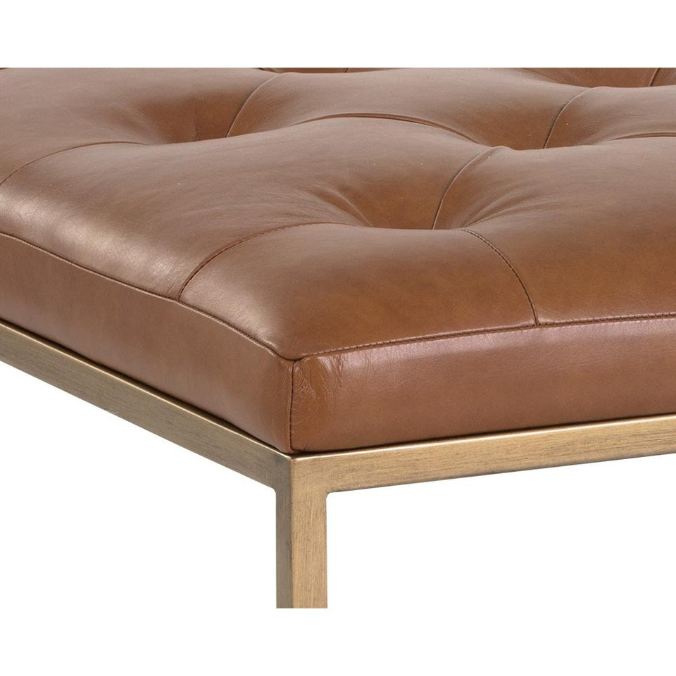 Endall Antique Brass - Vintage Camel Leather Ottoman, view 2