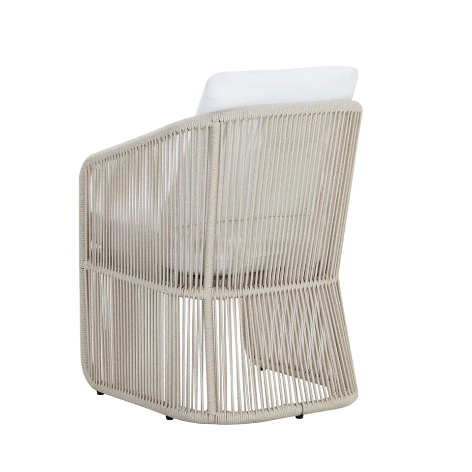 Allariz Greige Rope Outdoor Dining Armchair, view 6
