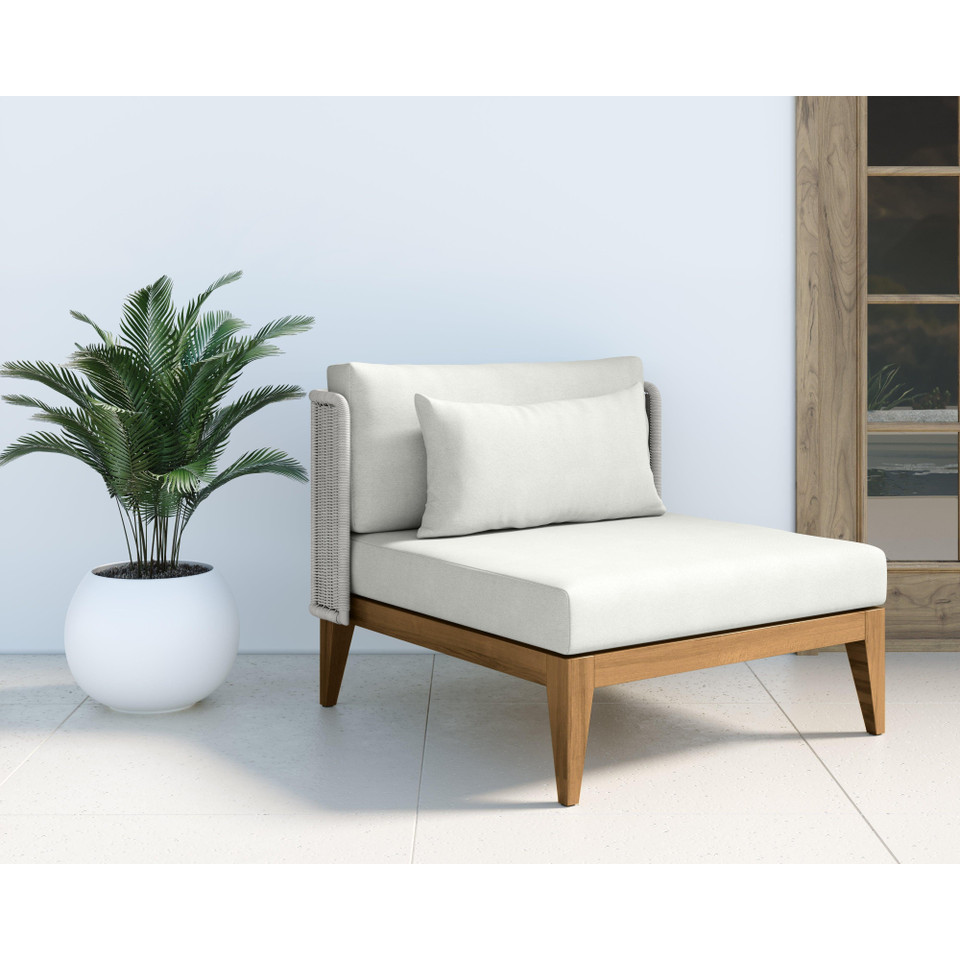 Ibiza Grey Weave & White Outdoor Lounge Chair, view 3