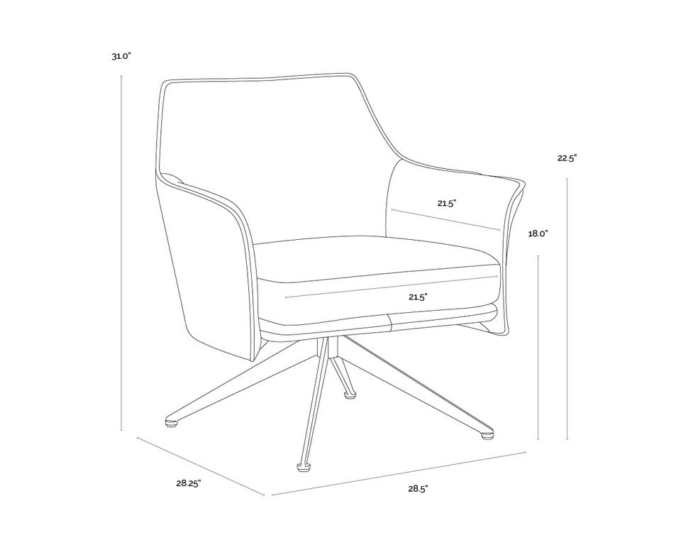 Crosby Swivel Missouri Cognac Leather Lounge Chair