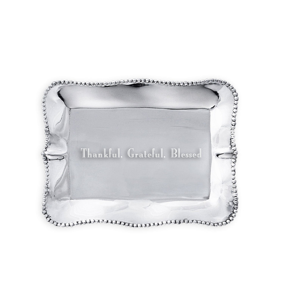 Giftables Pearl Denisse Rectangular Engraved Tray "Thankful, | Bone & Brass