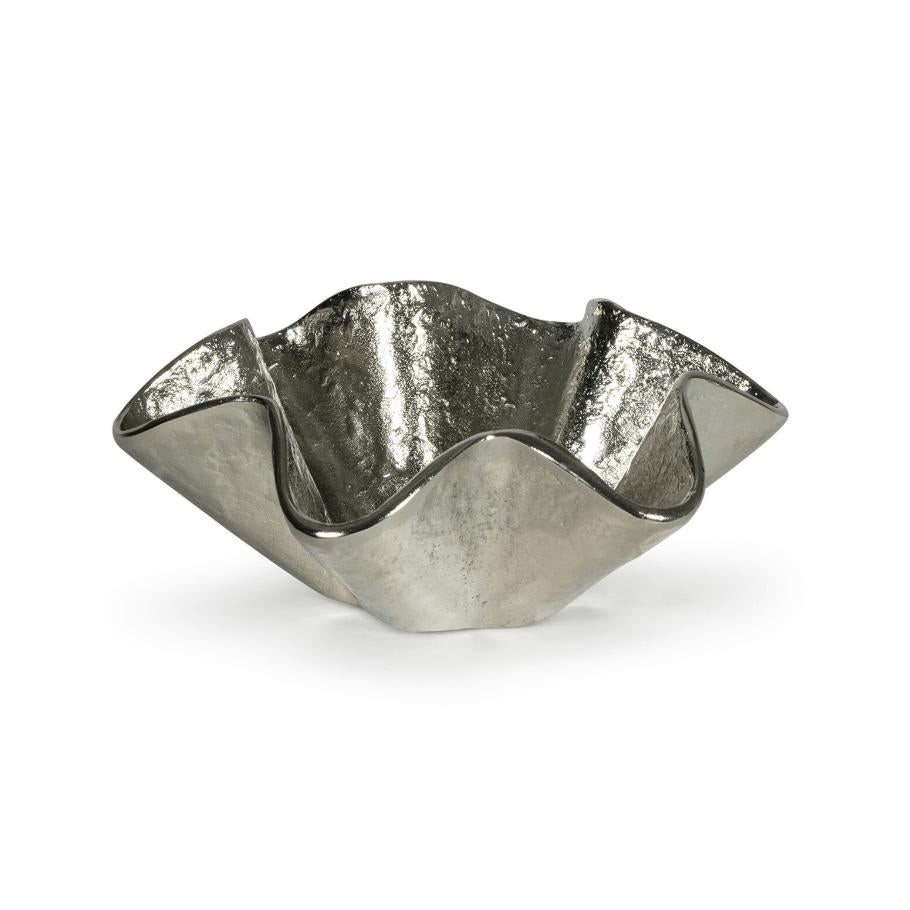Small Pedicoat Metal Bowl with ruffled edges and a captivating metallic sheen.