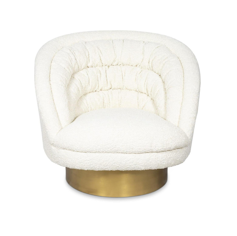 Gigi Ivory Boucle Chair - Chair Side View | Bone & Brass