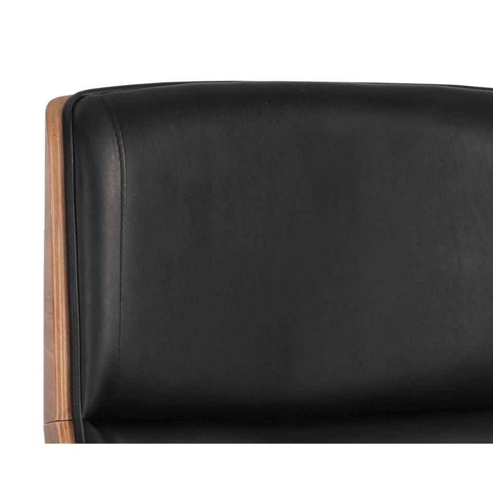 Rhett Black Leather & Walnut Office Chair, view 7