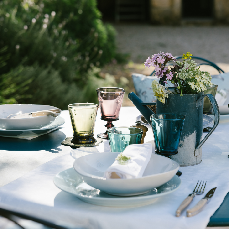 Bee Ceramic Dinner Plates Set of 4, Ecru or French Blue, view 2