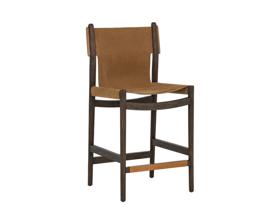 Argus Nubuck Caramel Leather Counter Stool