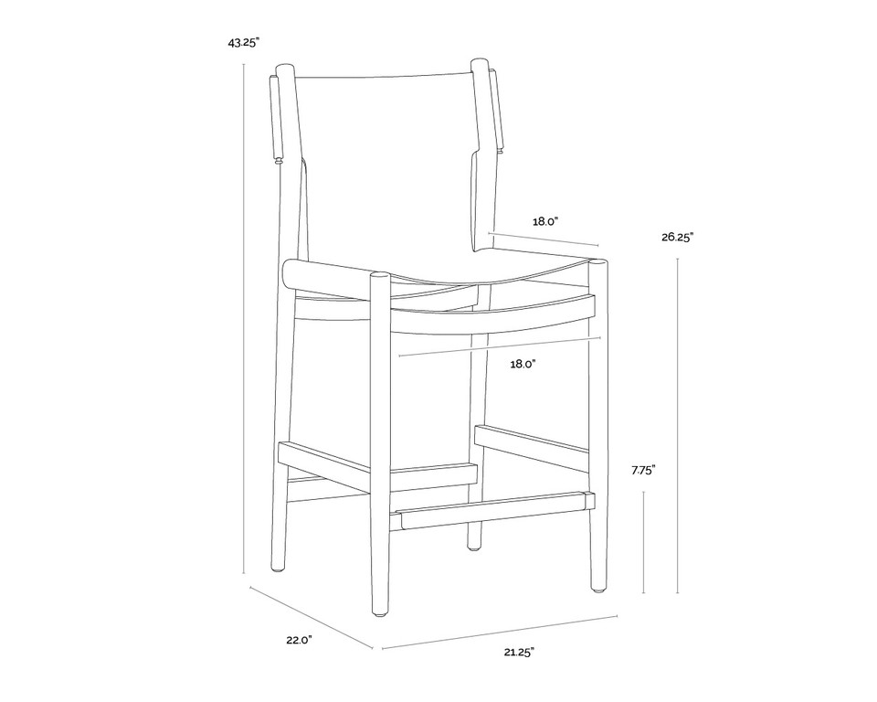 Argus Nubuck Caramel Leather Counter Stool