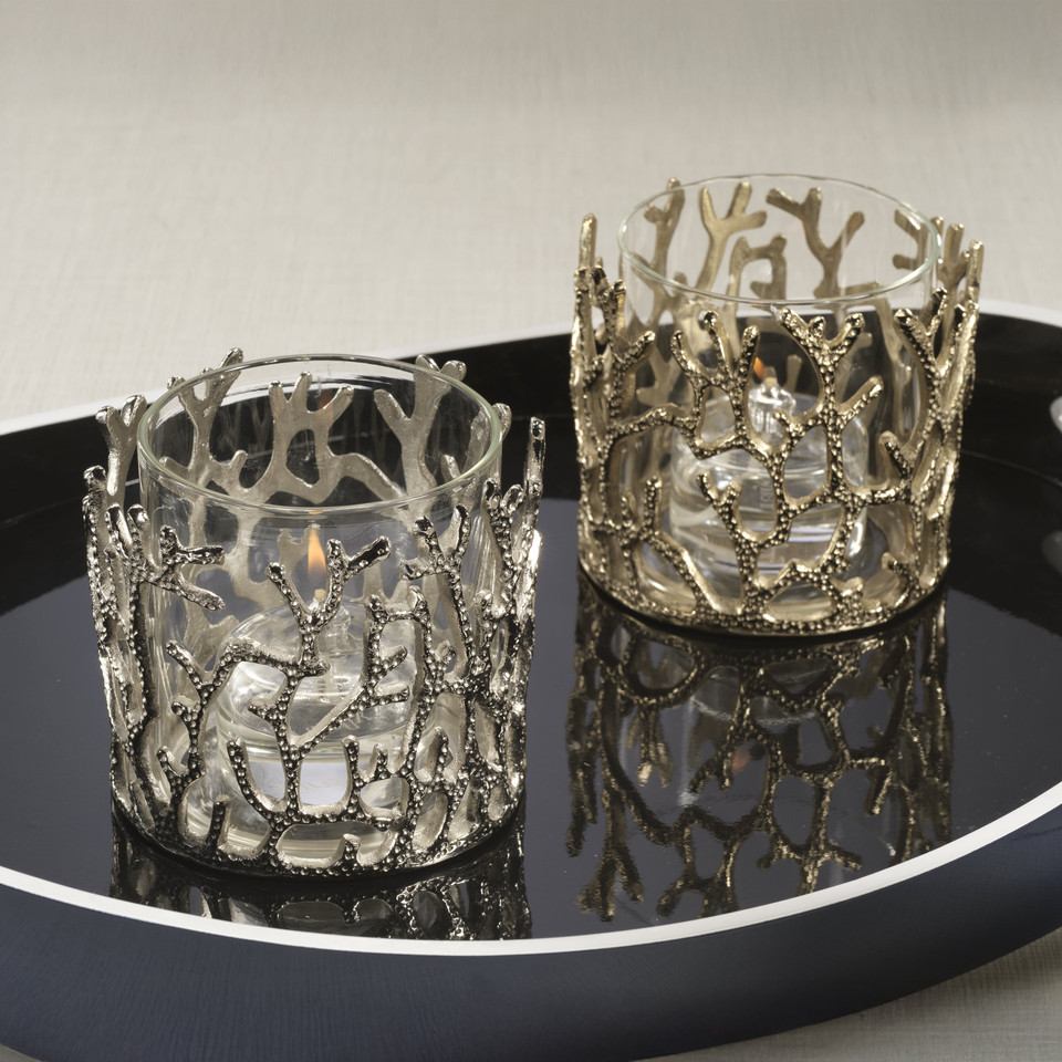 Coral Sea Nickel Hurricane w/ Glass Insert - Hurricane View | Bone & Brass