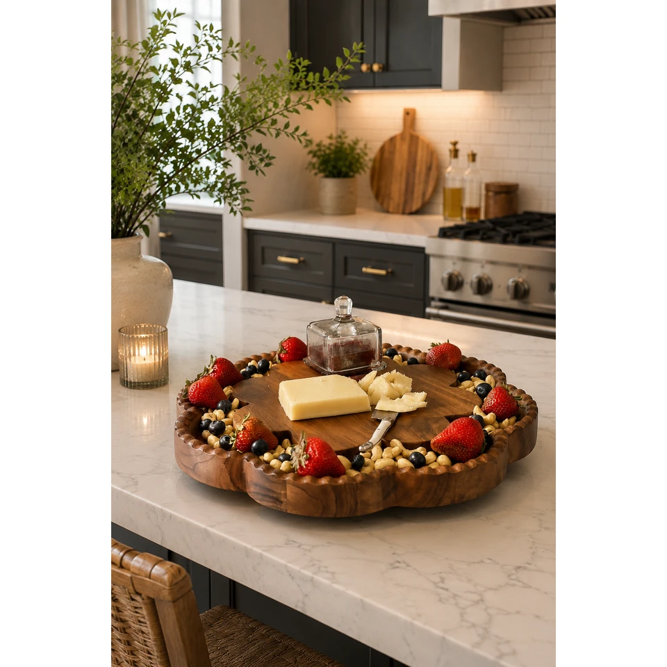 Vintage Scalloped Charcuterie & Bread Board Lazy Susan, view 6