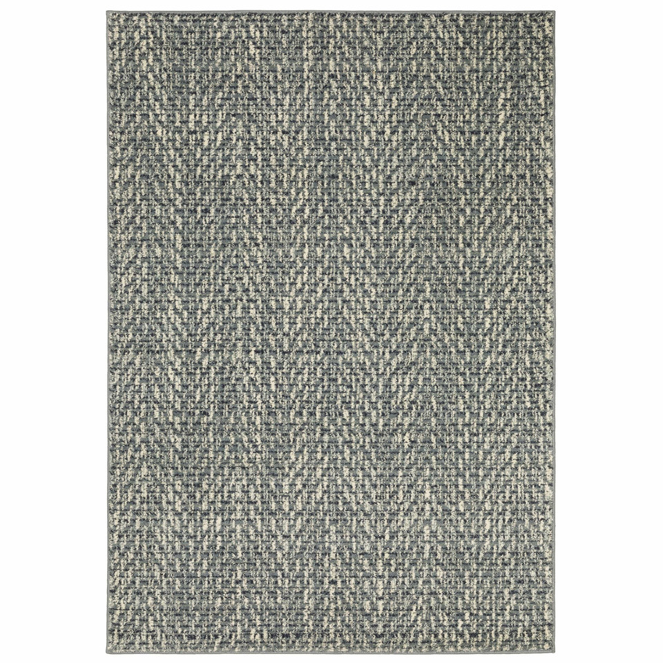 Seneca Blue & Ivory casual polypropylene rug with a modern, organic geometric design.