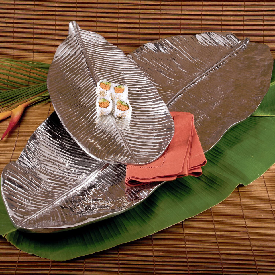 Silver Banana Leaf Extra Large Serving Platter - Platter Detail | Bone & Brass