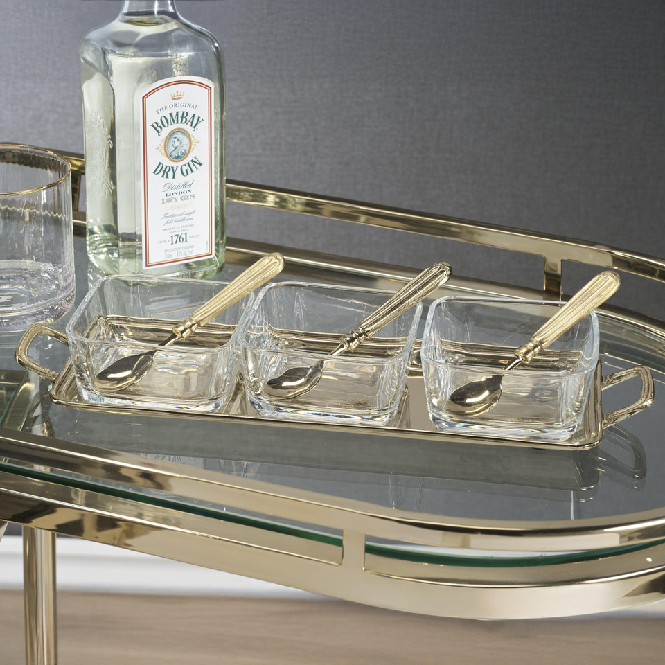 Roussillon Brass Condiment Set Spoons - Dish Detail | Bone & Brass
