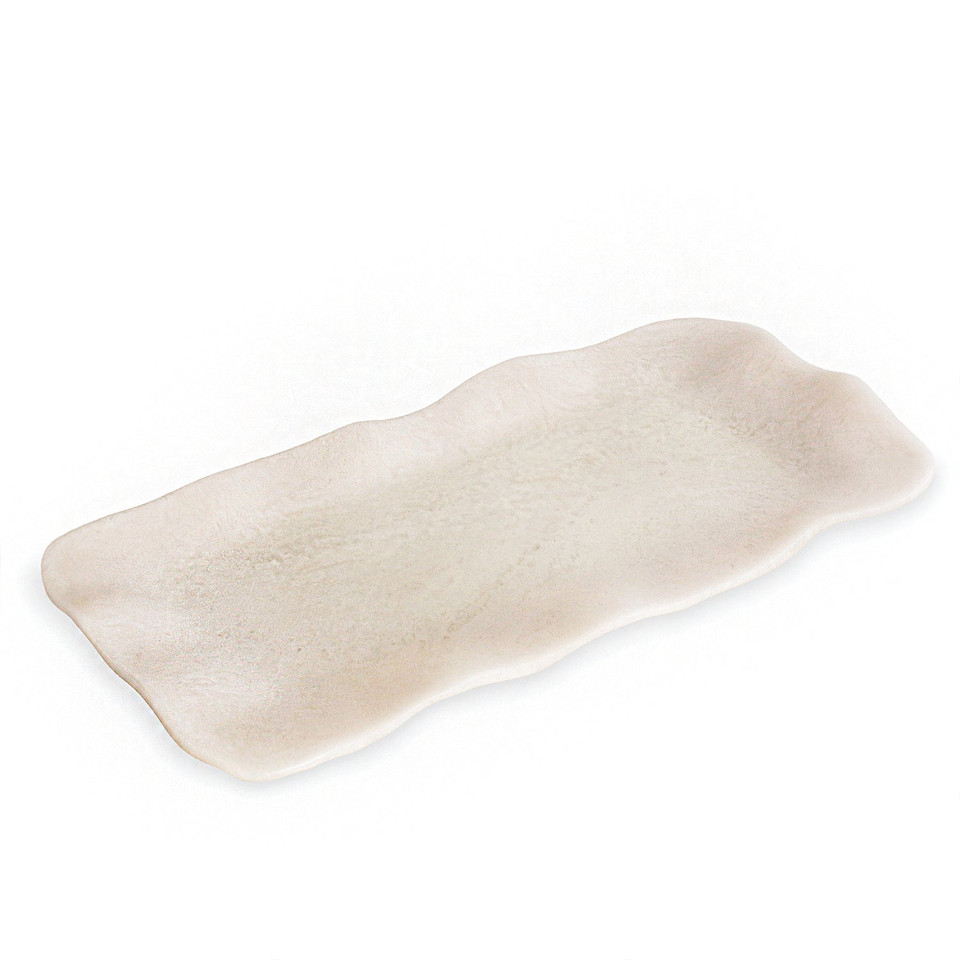 Resin Alabaster Long Rectangle Tray White Swirl | Bone & Brass