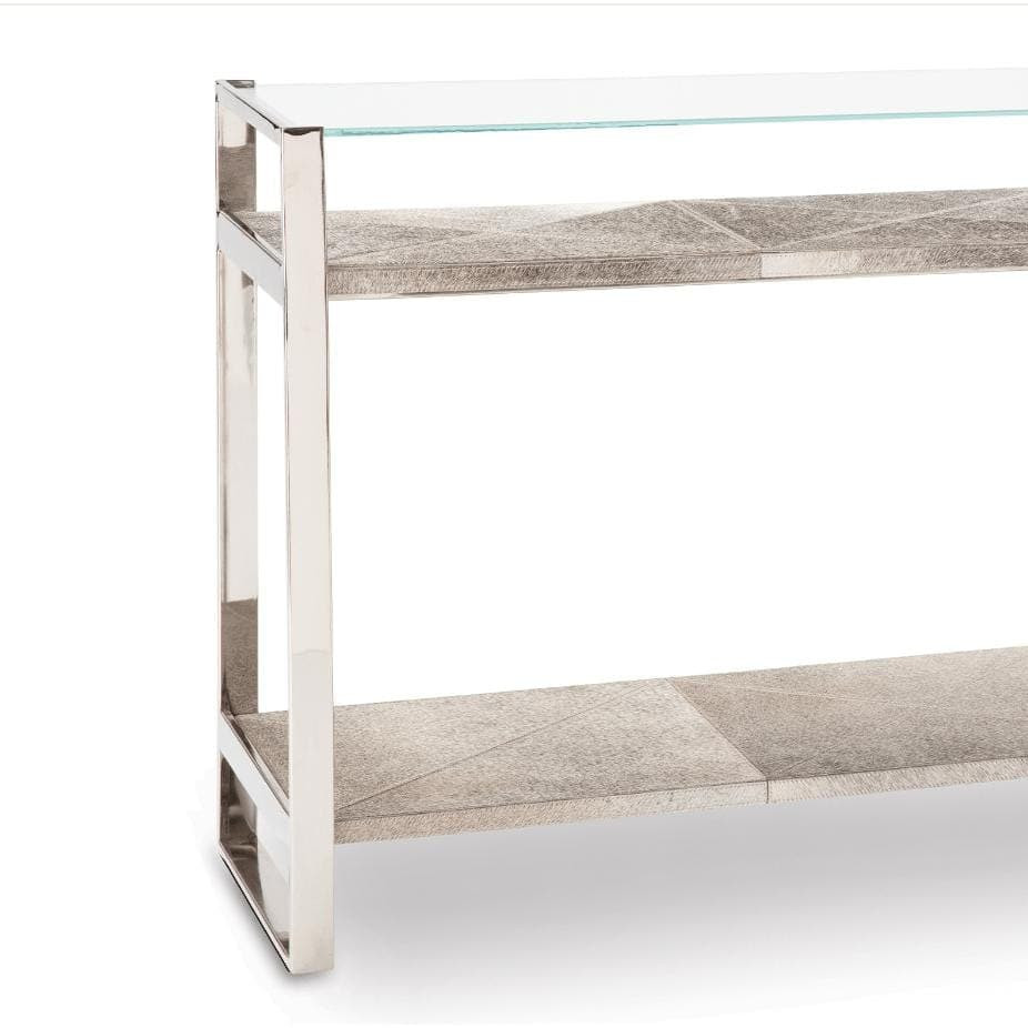 Andres Polished Nickel Hair on Hide Console, view 2