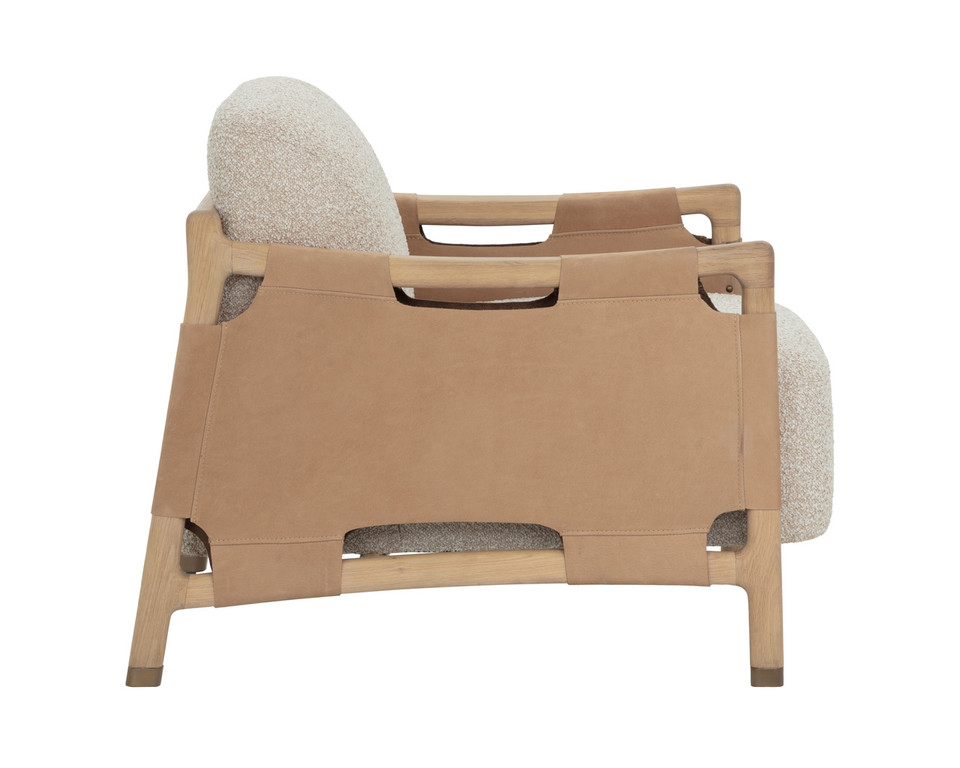 Calloway Light Oak - Santa Cruz Oatmeal / Nubuck Tan Leather Lounge Chair