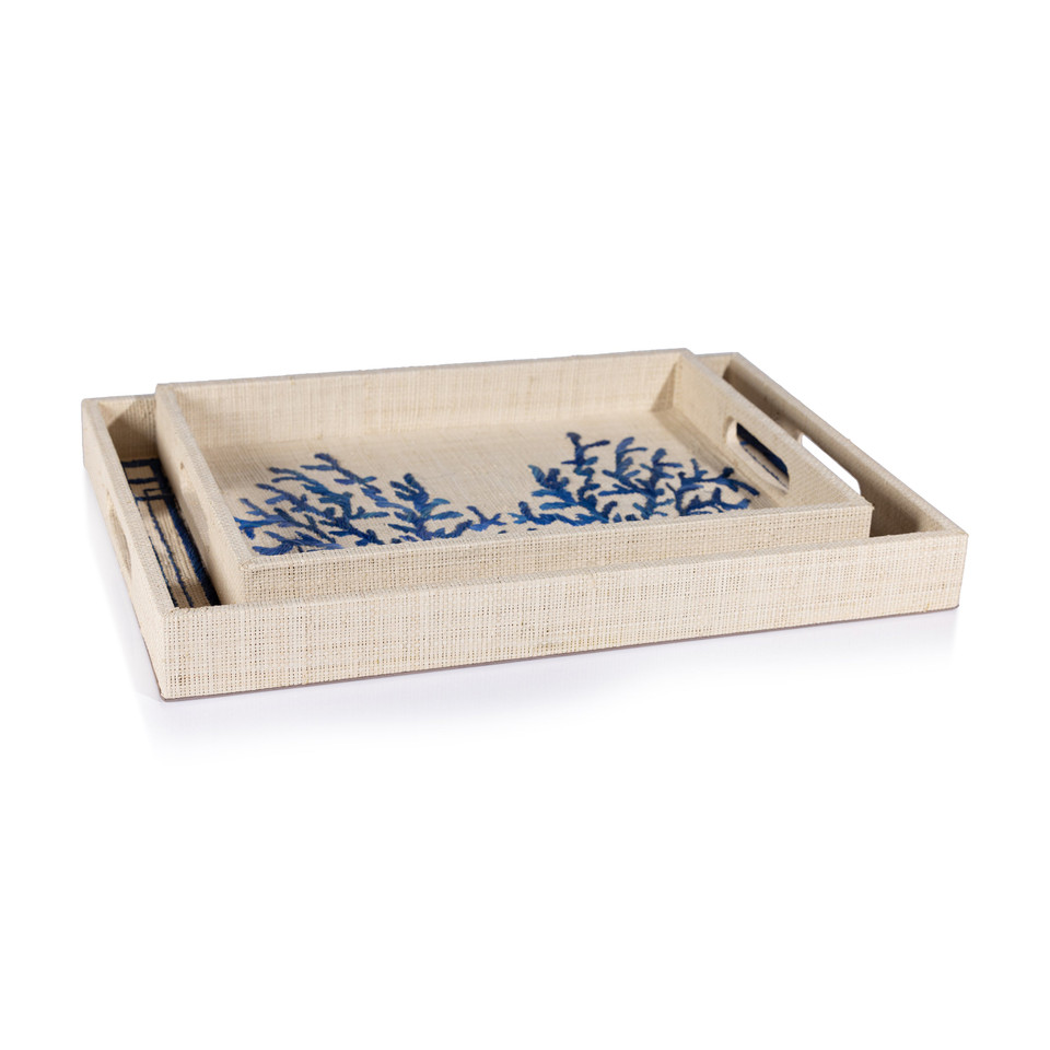 Pattern Natural Fiber Raffia Serving Tray, view 6