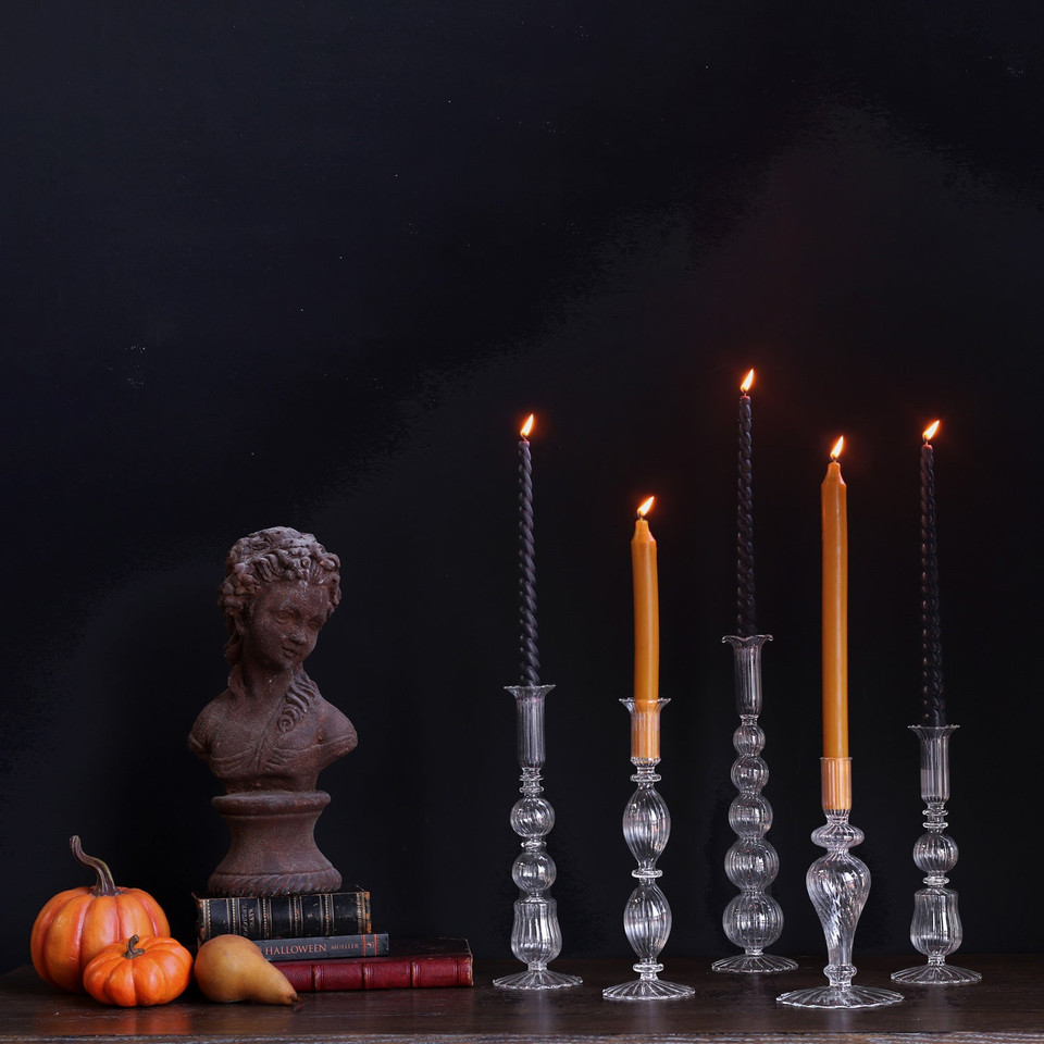 Glass Cambridge Daphne 8.5" Candlestick Holder Set 2 (Clear), view 7