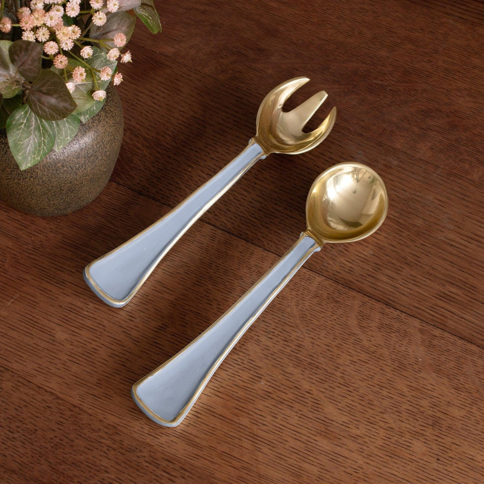 Encanto Soho Salad Servers (Periwinkle) - Handle Detail | Bone & Brass
