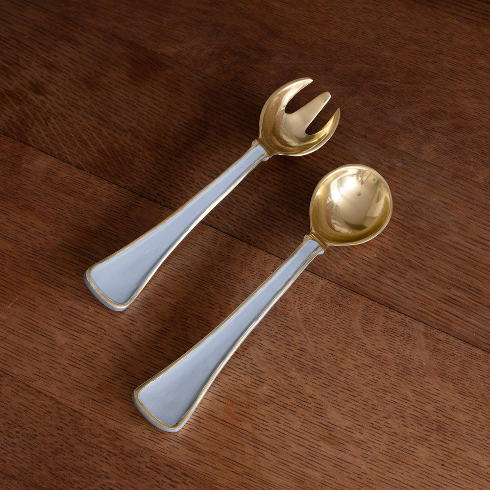 Encanto Soho Salad Servers (Periwinkle) - Set Detail | Bone & Brass