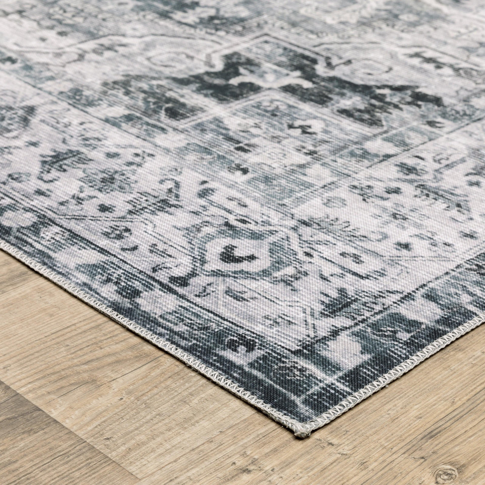 Charleston Charcoal & Ivory Washable Rug, view 6