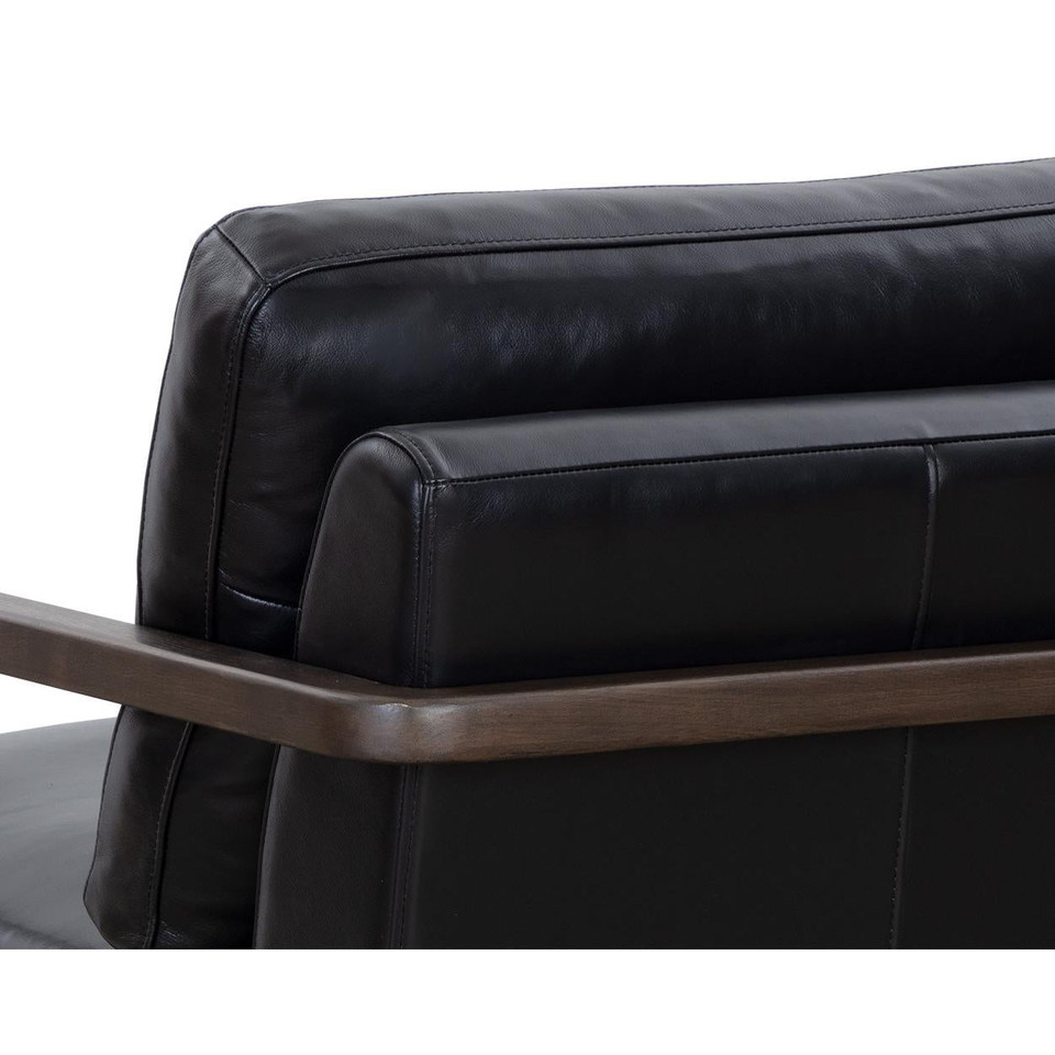 Castell Swivel Brown - Cortina Black Leather Lounge Chair, view 4