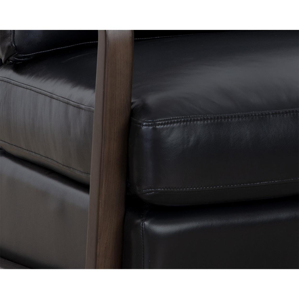 Castell Swivel Brown - Cortina Black Leather Lounge Chair, view 2