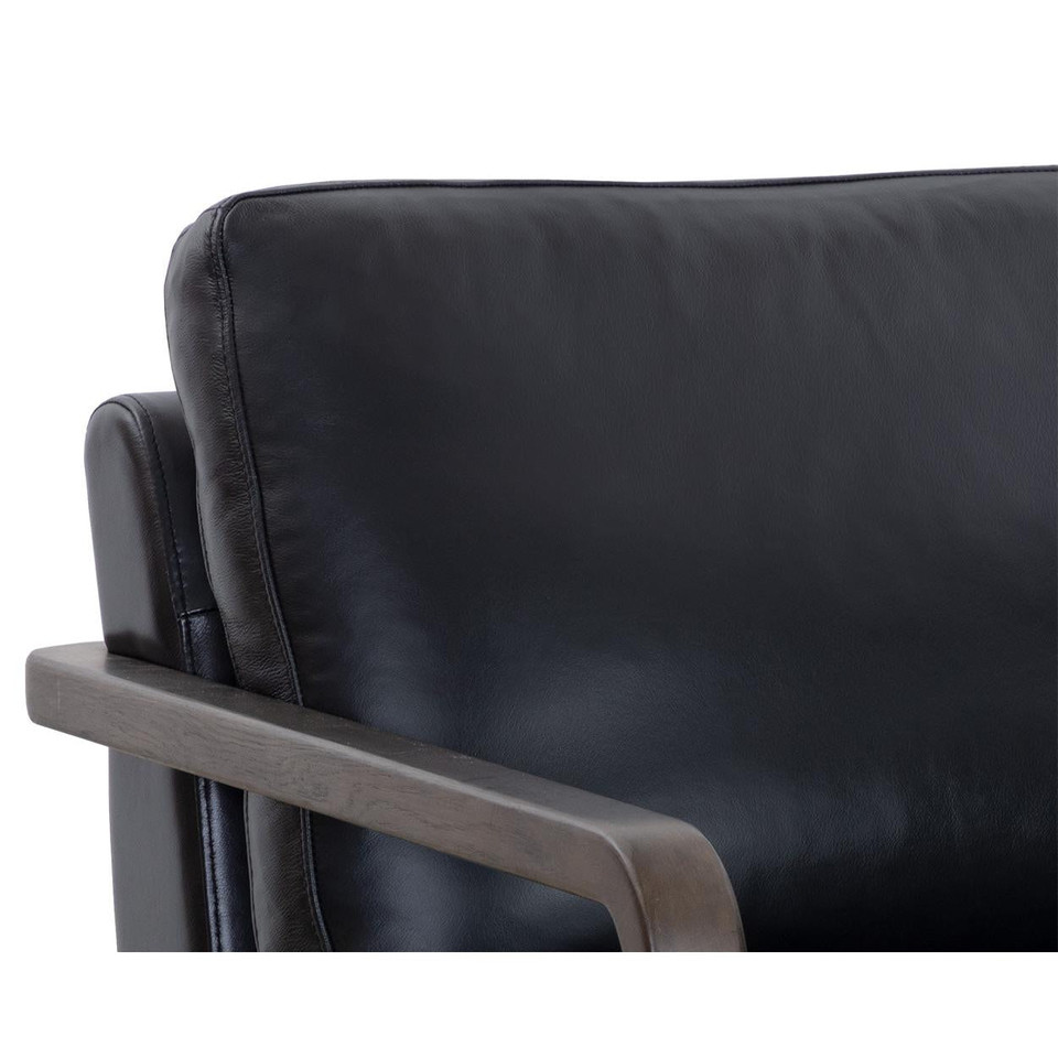 Castell Swivel Brown - Cortina Black Leather Lounge Chair, view 3